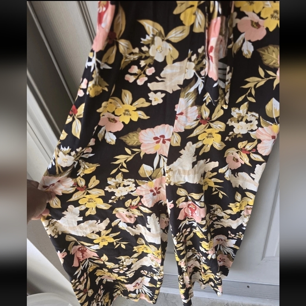 WAREHOUSE HIBISCUS TIE FRONT FLORAL CROPPED LEG JUMPSUIT SUMMER LOOK US 6 BOHO - Picture 9 of 14